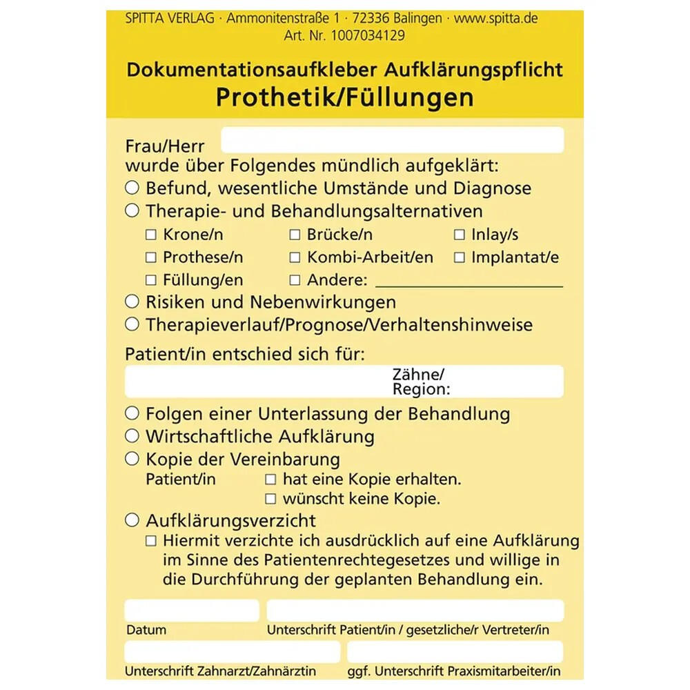 Dokumentationsaufkleber Aufklärungspflicht