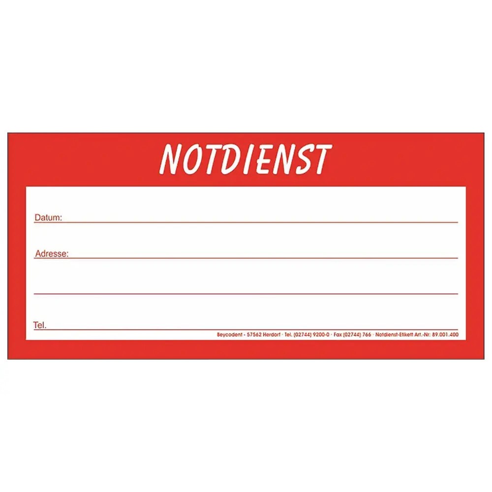 Notdienst Etiketten