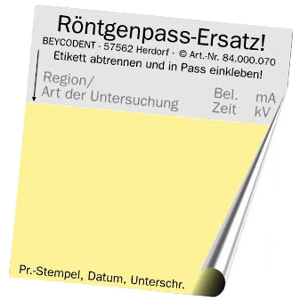 Röntgen-Pass Ersatzetikett