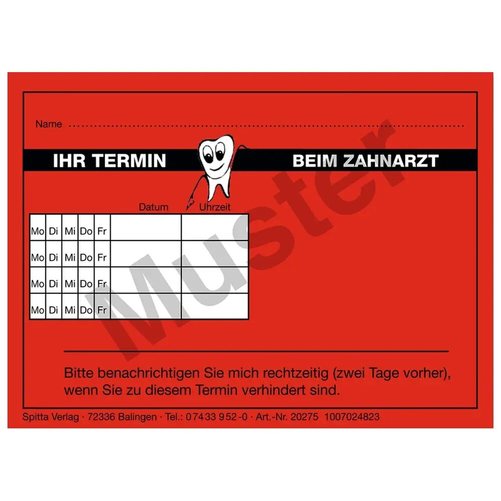 Terminzettel "Ihr Termin beim Zahnarzt"